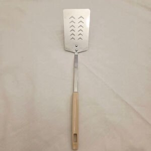 Androck 14" chrome plated vintage slotted turner spatula w/ beige plastic handle